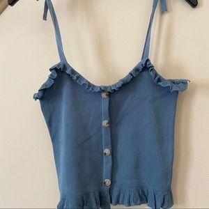 Super cute blue tie tank top size XS/S